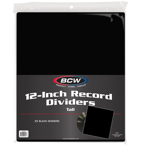 BCW 12-Inch Record Divider - Tall (Black)