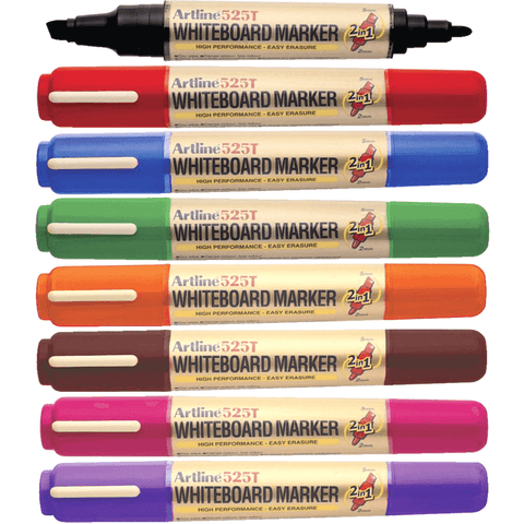 Artline 525T Whiteboard Markers Dual Nib (Assorted) [8 Pack]