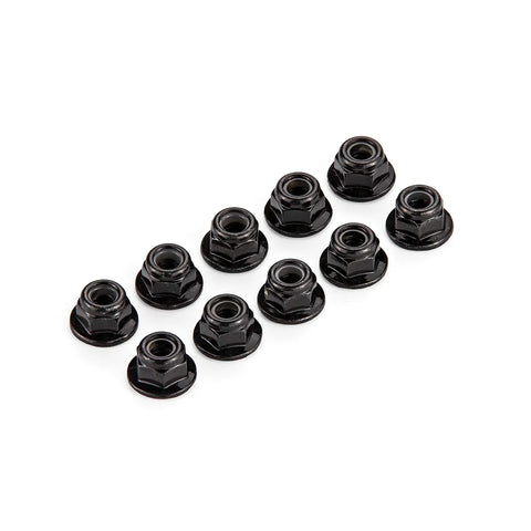 Atrek Steel 4mm Flanged Serrated Nyloc Wheel Nuts 10Pcs - Black