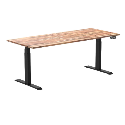 Desky Dual Hardwood Sit Stand Desk 180cm Acacia Desktop and Grey Frame