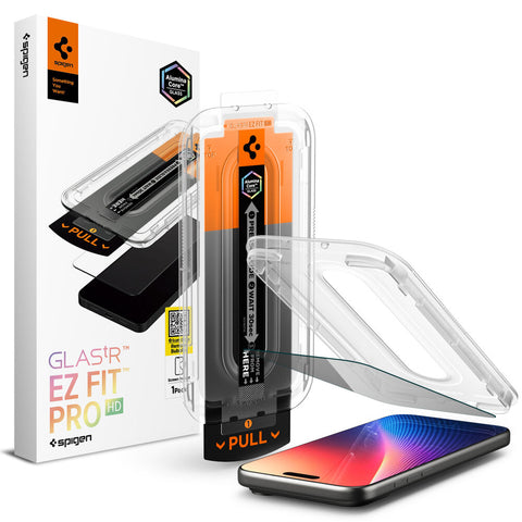 SPIGEN EZ Fit Pro HD Privacy Glass Screen Protector for iPhone 17/17 Pro/16 Pro (Black)