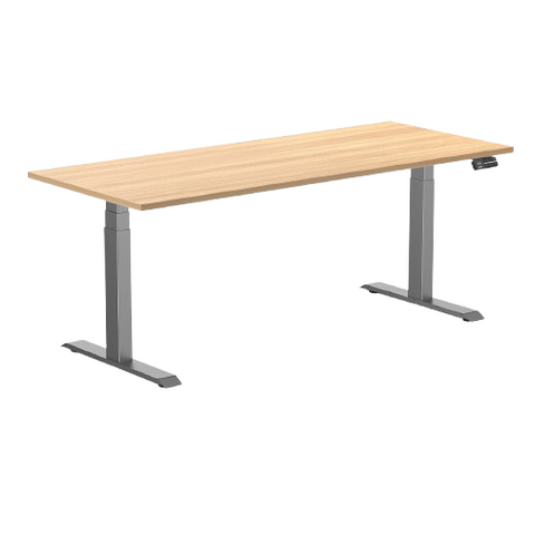 Desky Dual Melamine Sit Stand Desk 180cm Sublime Teak Desktop and Space Grey Frame