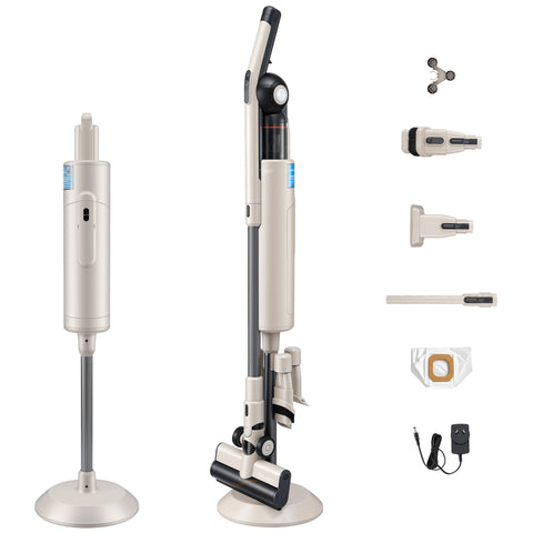 Devanti Cordless Vacuum Cleaner with Auto-Empty Dust Station 18kPa Suction (Oat)