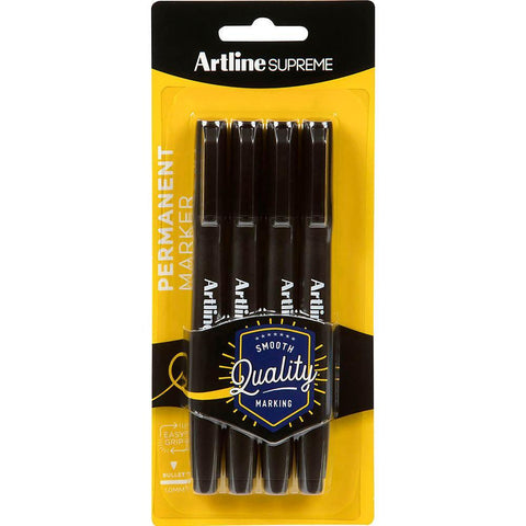 Artline Pack 4 Supreme Permanent Marker (Black)