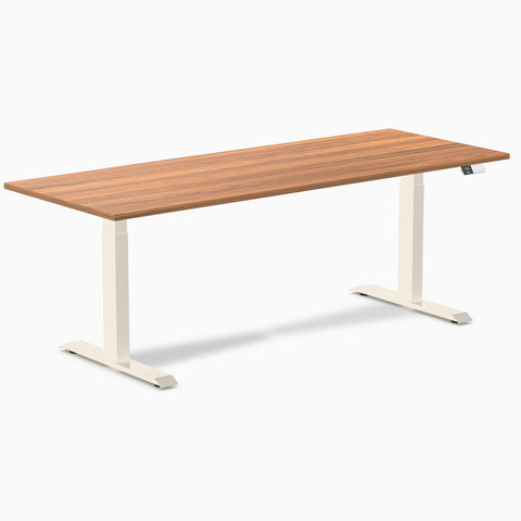 Desky Dual Melamine Sit Stand Desk 200cm Prime Oak Desktop and Wheat Frame
