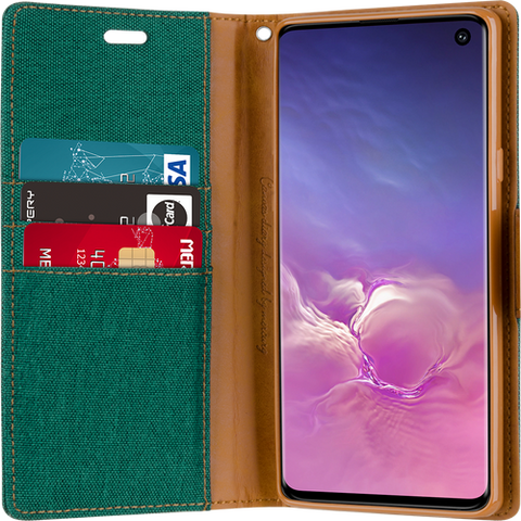 Goospery Canvas Diary For Galaxy Note 10 Plus - Green
