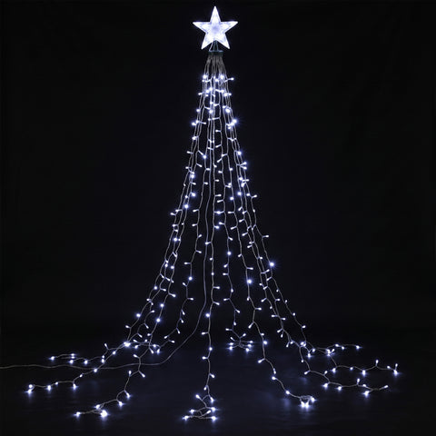 Jingle Jollys 2.5M Christmas Tree Lights Christmas Lights Tree Topper Waterfall Fairy Lights White