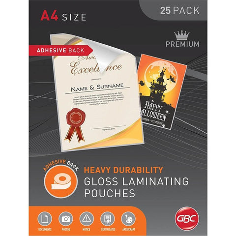 GBC Adhesive Backing Laminating Pouch 125 Micron A4 (Clear) [Box 25]
