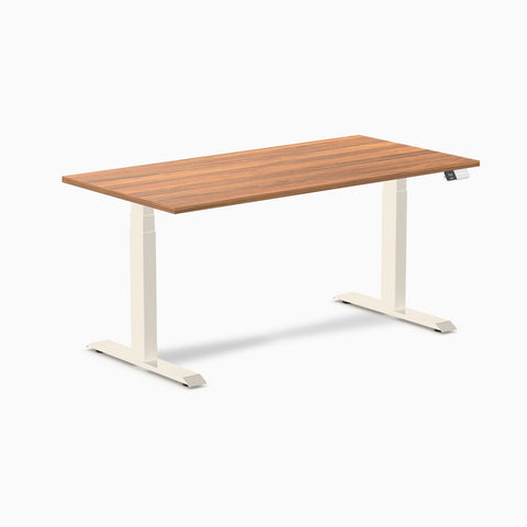Desky Dual Melamine Sit Stand Desk 150cm Prime Oak Desktop and Wheat Frame