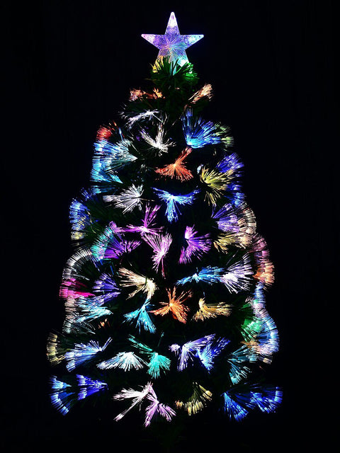 Christmas Warehouse - TREEFX71 90cm Vivid Multi Colour Dynamic LED Fibre Optic Christmas Tree | 85 Tips Green with Multi Colour