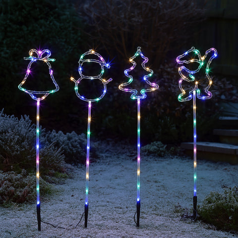 Lexi Lighting Path Christmas Lights with Santa, Tree, Bell and Snowman