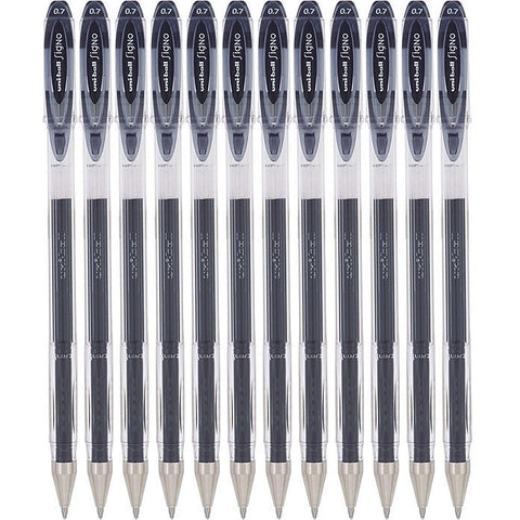 Uni-Ball UM120 Signo Gel Ink Rollerball Pens 0.7mm Black Box 12