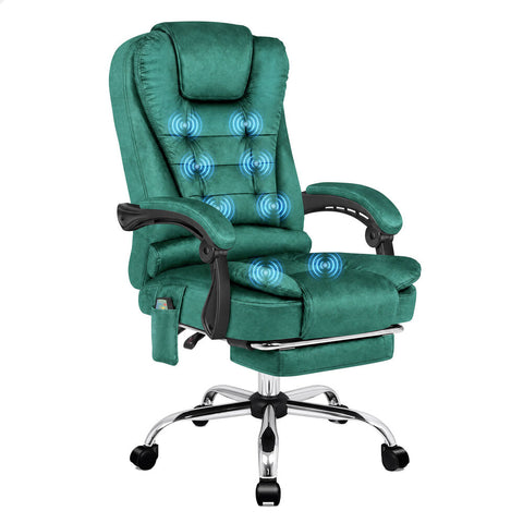 ALFORDSON Office Chair Massage Heated Seat Velvet (Green)