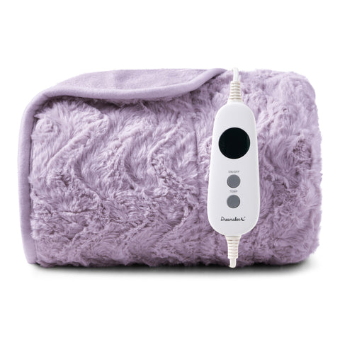 Dreamaker 500gsm Faux Fur Electric Heated Throw Blanket [130x160cm] (Lavender)