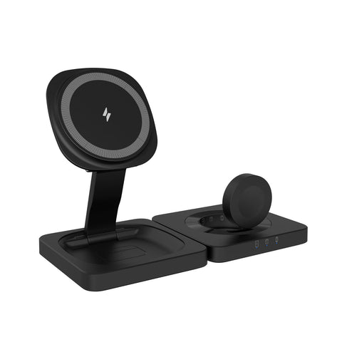 Laser ChargeCore 3-in-1 Square Foldable Wireless Charger (Black)