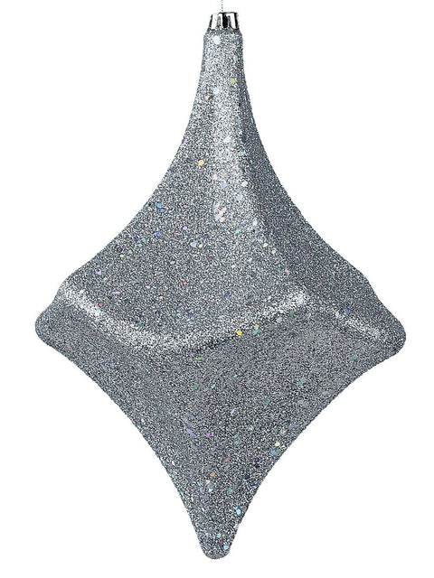 Christmas Warehouse - DECRH115 Silver Lustrous Grand Diamond Shape Finial Drop | 22cm Silver