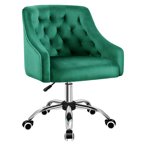 ALFORDSON Velvet Office Chair Fabric Computer Swivel Armchair Adult Kids (Green)