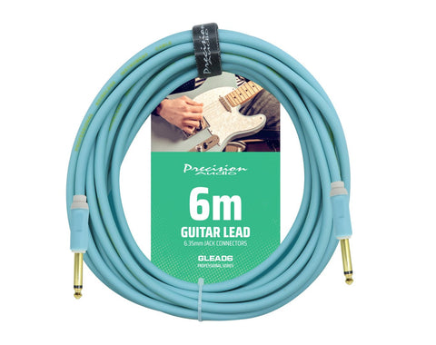 Precision Audio 1/4" 6.35mm Guitar Lead Instrument Cable Blue 6m