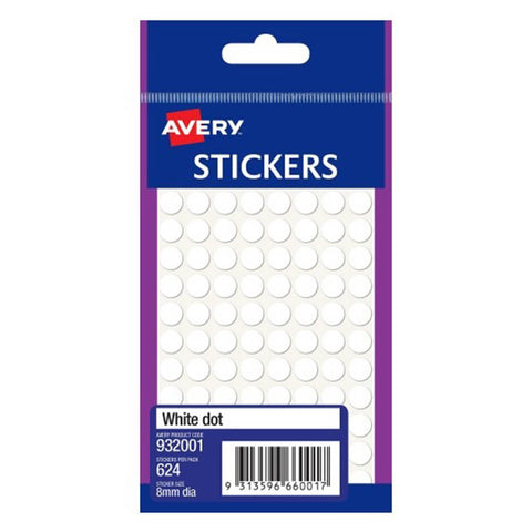 Avery F/P Dot Label 8mm (Pack of 10) - White