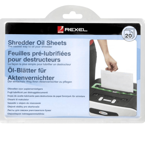 Rexel Pack 20 Shredder Oil Sheets Lubricating