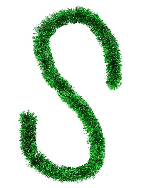Christmas Warehouse - TINN2607 Classic 5ply Green Metallic Spruce Christmas Tinsel Garland | 2m x 80mm Metallic Green