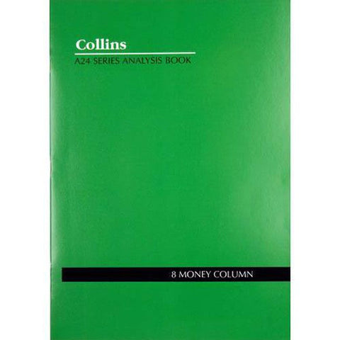 Collins Debden Collins A24 Series Analysis Book 8 Money Column Feint Ruled Stapled 24 Leaf A4 Green