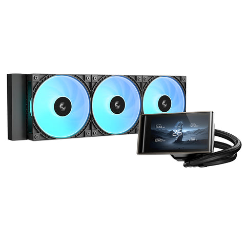 Deepcool LT360 Vision ARGB 360mm 4.5in LCD AIO Liquid CPU Cooler - Black (R-LT360VISION-BKAMMC-G-1)
