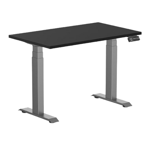 Desky Dual Mini Sit Stand Desk 1000 x 600 Black Desktop and Space Grey Frame