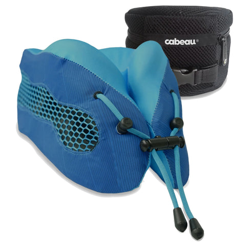 Cabeau Evolution 2.0 Cool Memory Foam Travel Pillow With Ear Plugs and Travel Bag (Blue)