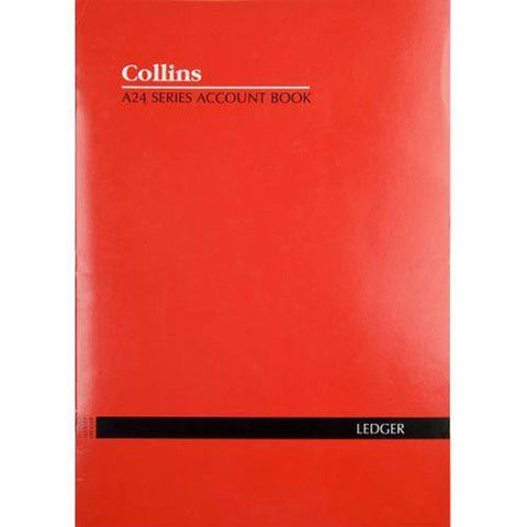 Collins Debden Collins A24 Series Account Book Double Ledger Feint Ruled Stapled 24 Leaf A4 Red