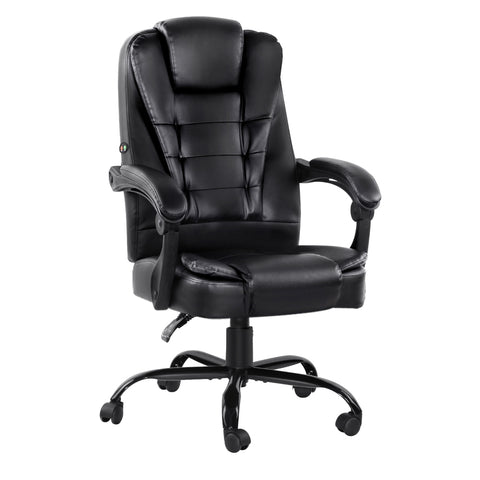 Artiss Massage Office Chair Executive Computer Gaming Chairs PU Leather (Black)
