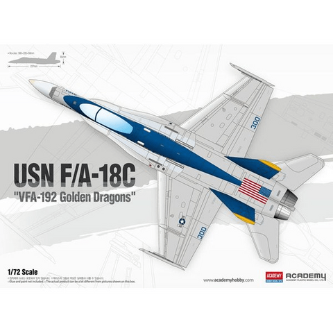 Academy 1/72 USN F/A18C VFA192 Golden Dragons Plastic Model Kit