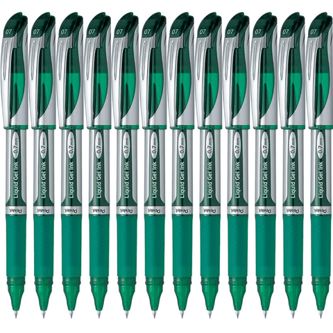 Pentel BL57 Box 12 Energel Liquid Gel Ink 0.7mm Medium Pen (Green)