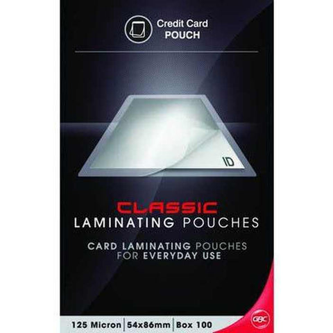 GBC Pack 100 Laminating Pouch 125 Micron Clear (54x86mm)