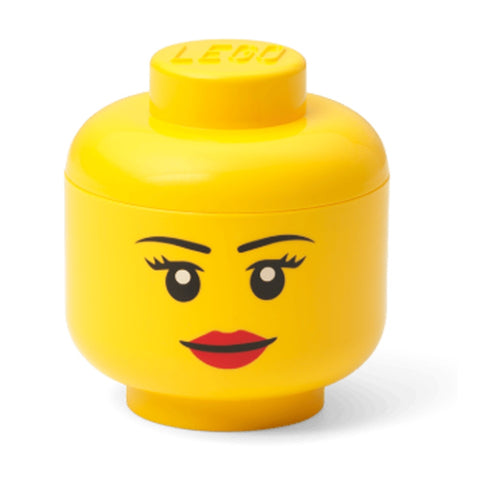 Lego Mini Storage Girl Head Yellow 11cm Box Toy Organiser