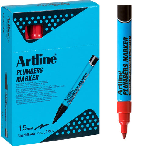 Artline Plumbers Permanent Marker Box of 12 (Red)