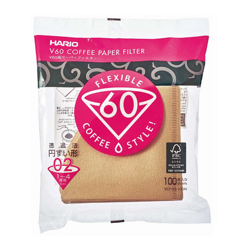 Hario V60 Paper Filters - Natural - 2 Cup / 100 pack