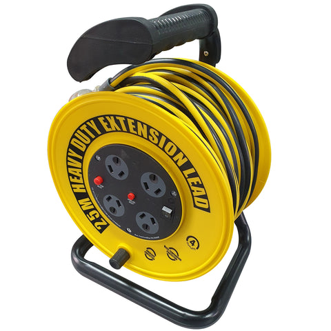 Ultracharge Heavy Duty 25m Extension Lead Reel 10A (Yellow/Black)