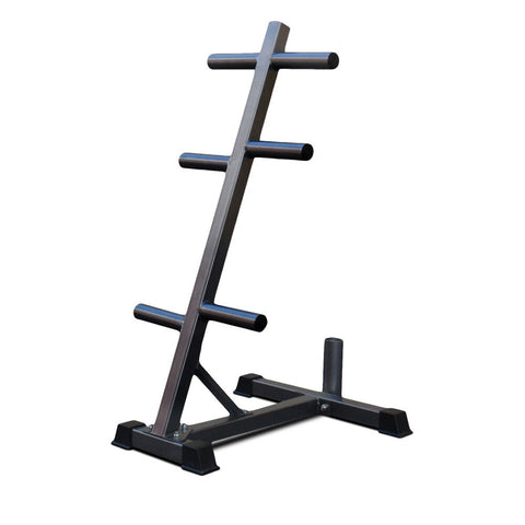 Bodyworx Olympic Weight Plate Tree Rack with Bar Holder Home Gym Storage 73x113cm
