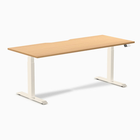 Desky Dual Scalloped Melamine Sit Stand Desk - Select Beech / 1800x750mm / Wheat