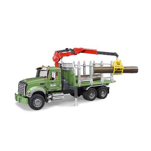 Bruder Licensed 1:16 Scale Mack Granite Timber Truck With Crane & Logs Model Toy