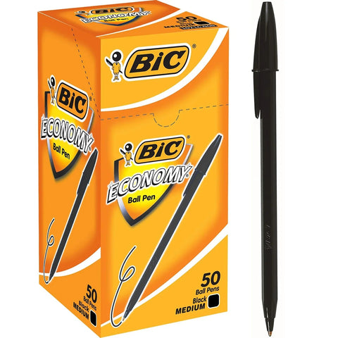 Bic Economy Ballpoint Pens Medium Black Box 50