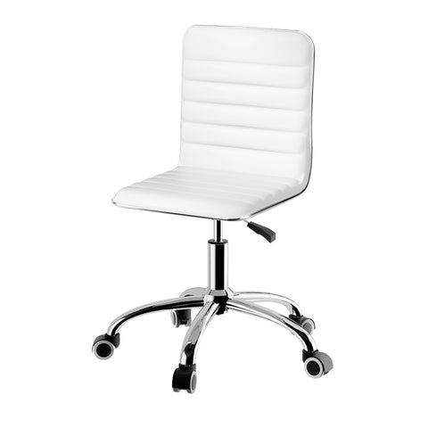 Artiss Office Chair Conference Chairs PU Leather Low Back (White)