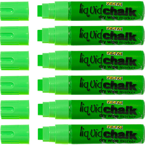 Texta Liquid Chalk Marker Jumbo Dry Wipe 15mm (Green) [Pack 6]