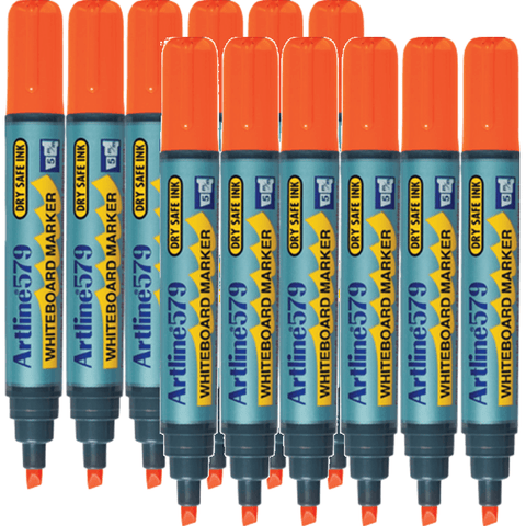 Artline 579 Whiteboard Marker 5mm Chisel Tip (Orange) [Box 12]