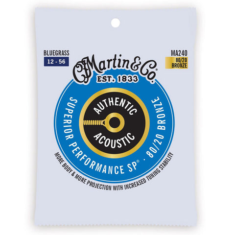Martin Guitar MA240 Authentic Acoustic Strings 80/20 Bronze Bluegrass