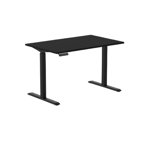 Desky Single Sit Stand Gaming Desk 120cm Black Desktop and Black Frame