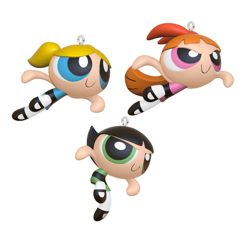 The Powerpuff Girls Blossom(TM), Bubbles(TM) and Buttercup(TM) Ornaments, Set of 3 - Hallmark Keepsake Christmas Ornaments