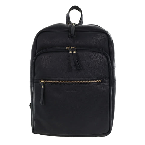 Pierre Cardin Vintage Leather Business/Laptop Backpack Bag 29x35cm Black