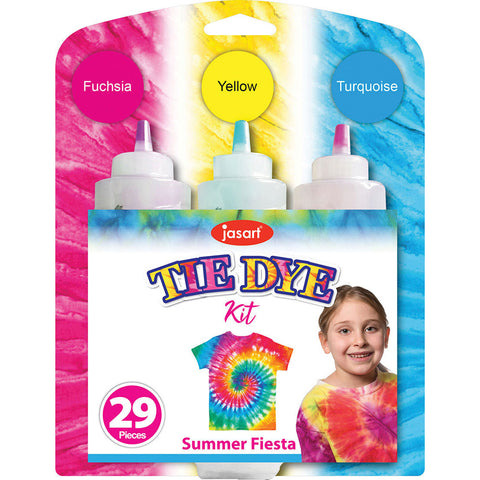 Jasart 29pc Art/Craft Tie Dye Kit 3-Colour Set with Instructions Summer Fiesta